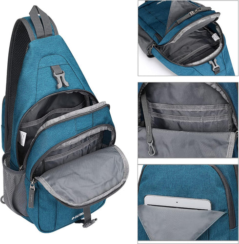 G4Free Sling Bag RFID Blocking Sling Backpack Crossbody Chest Bag for Hiking Travel (Teal Blue)