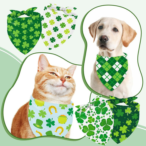 36Pcs, 18 18 27 Whaline St. Patrick's Day Dog Bandana Triangle Pet Scarf Adjustable Puppy Neckerchief Green Shamrock