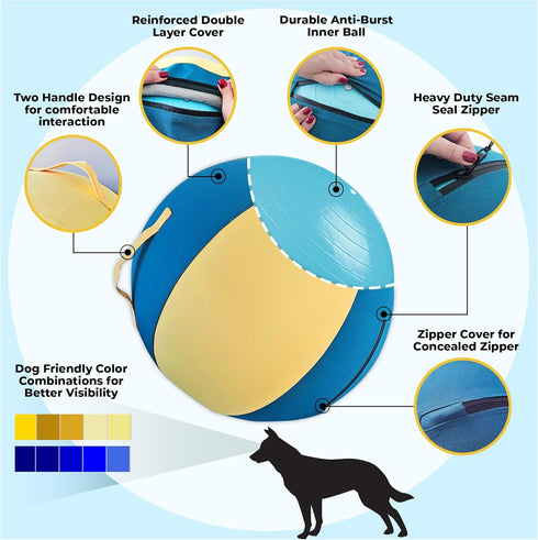 KipSip 18 Herding Ball for Dogs Dog Training Ball with Handles for Medium & Large Breeds Non-Chew Interactive Toy
