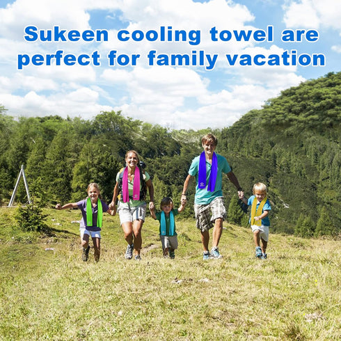 Sukeen Cooling Towel 4 Pack, 40"x12" Soft Microfiber Chilly Towels for Yoga, Sport, Gym, Camping, Fitness