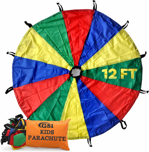 GSi Kids Play Parachute Rainbow Parachute Toy Tent Game for Children Gymnastics