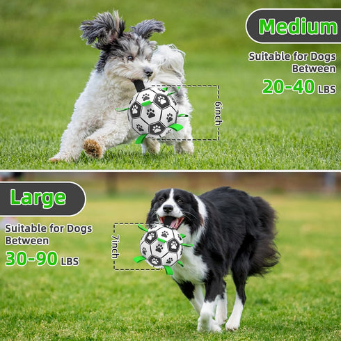 RUCACIO Dog Ball with 9 Straps - Interactive Toys for Puppy, Durable Soccer Balls with Handle for Small & Medium Dogs