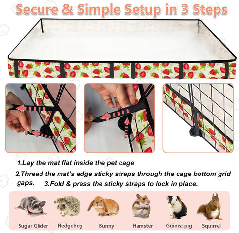 JOGEPEYO Chinchilla 1x2(12x24 inches), Guinea Pig Cage LinerWashable Waterproof Oxford Cloth Cage Liners for Small