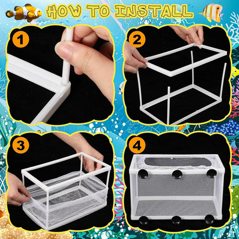 2 Pieces Fish Tank Breeder Net, Mesh Fish Hatchery Box with Suction Cup for Aquarium