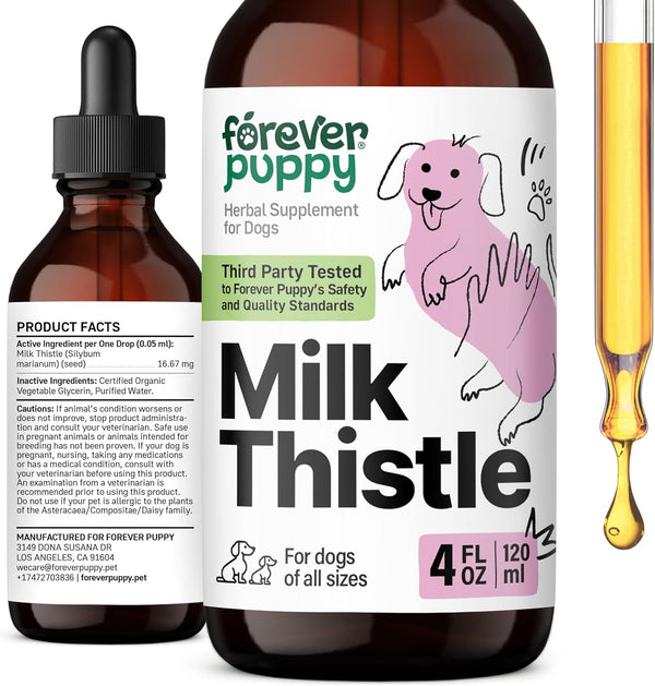 Milk Thistle for Dogs, Liver Supplements with Liquid Extract, Vegan Vitamins for Liver Health - 4 oz