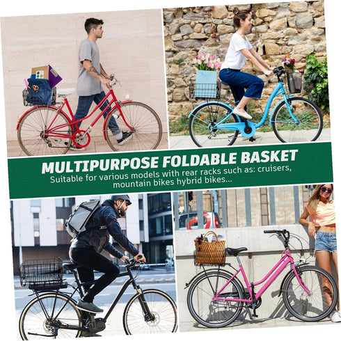 Luxshiny Foldable Bike Basket Rear Rack Storage Holder Capacity Steel Material Practical Gadget Holder for Bicycle