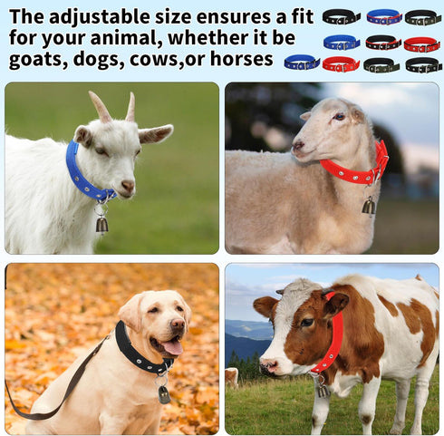 10 Sets Goat Collars with Bells, Adjustable Sheep Collar with Copper Bronze Bells for Small Animals, Farm Animal