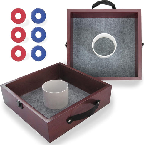 TRIUMPH SPORTS USA Premium Washer Toss Game, Includes 2 Felt-Lined Washer Boxes and Steel Washers, Brown
