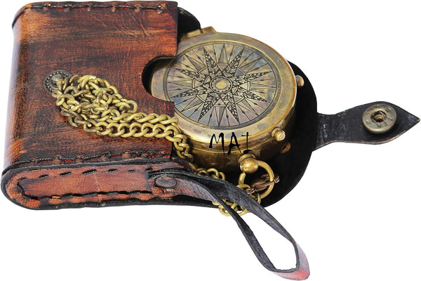 MAI Pocket Compass for Hiking, Antique "So You Can Always Find Your Way Back Home" Engraved