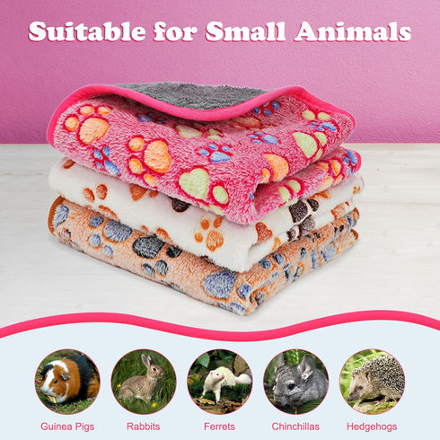 YUEPET 3 Pack Waterproof Guinea Pig Blankets, Washable Fleece Cage Liners, Warm Flannel Throw for Small Animals 48"×24"