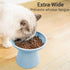 Extra Wide Elevated Cat Bowls - Ceramic Cat Food Bowl 6.2" Raised Cat Food Bowls Elevated Shallow Cat Food Dish, Whisker Fatigue, Lead & Cadmium Free, 5" Good Height for Cat Feeding, Blue
