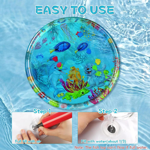 Generic Aqua Cats Water Mat with Fish,Cat Dog Water Mat,Thickened Durable Non-Slip Playmat, Durable Easy Clean,Suitable
