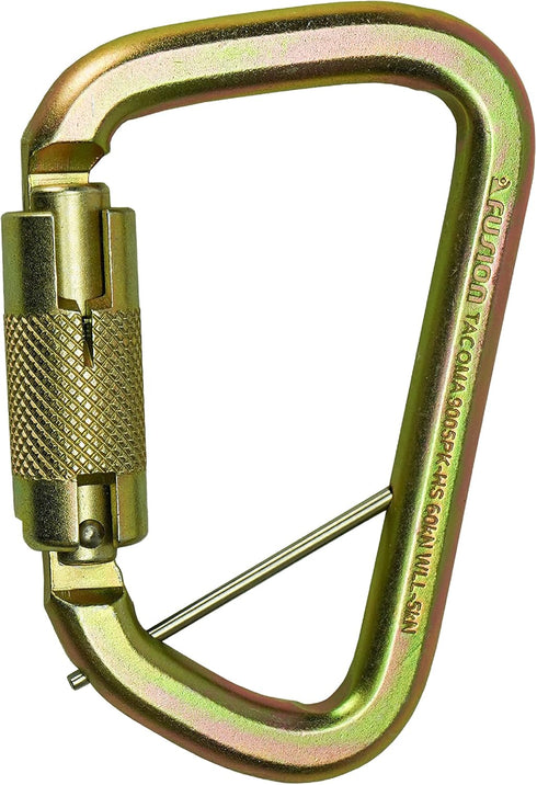 Fusion Climb Tacoma Steel High Strength Auto Lock D-Shaped Carabiner, Steel Clip