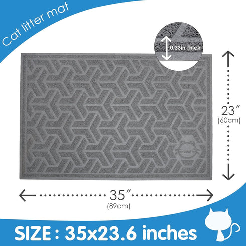 UPSKY Cat Litter Mat, Large Litter Box Mat 35" x 24" for Cat Litter, Waterproof and Soft on Paws