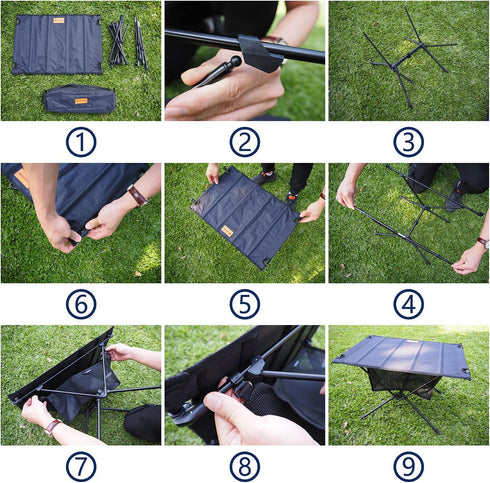 Backpacking, NACETURE Camping Table with Folding Legs and Mesh Storage Basket for Food, Coffee, or Camp Grill