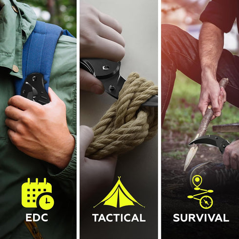 Spring Assisted Karambit Knife, Tactical Folding Knife, Military Sharp Tiger Claw for Hunting Camping EDC