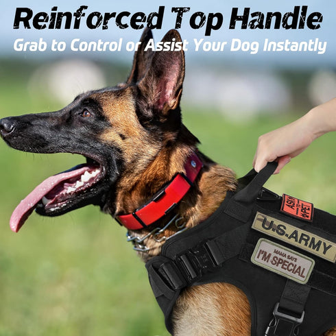 rabbitgoo Tactical Dog Harness for Large Dogs - Heavy Duty No-Pull Service Vest, Adjustable Military Harness for