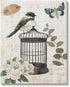 Stupell Industries Vintage Bird Cage Butterfly Floral Script Words Canvas Wall Art, Design By Nan