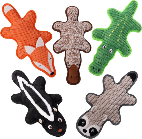 Eneston 5 Pack No Stuffing Squeaky Dog Toys for Large Dogs - Interactive