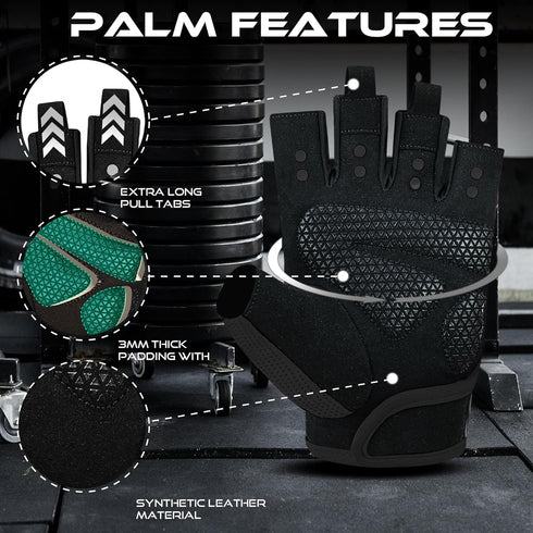 BEAST RAGE Workout Gloves for Men & Women - Fingerless Gym Gloves with Palm Protection, Breathable & Lightweight