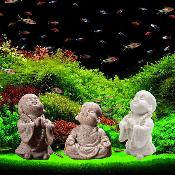 3 Pack Aquarium Ornaments, Mini Buddha Statue Sculpture Decoration for Fish Tank