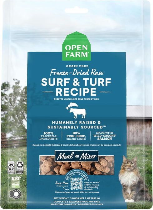 Open Farm Surf & Turf Recipe Freeze Dried Raw Morsels for Cats, 9oz