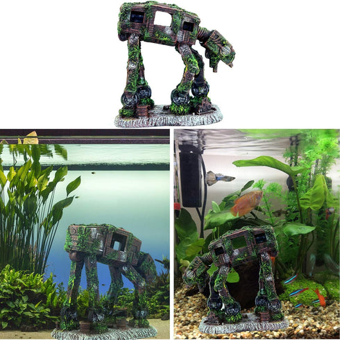 Aquarium Ornament, Resin Robot Dog Decoration for Betta Fish Tank, Accessories for Betta Shrimp Turtle
