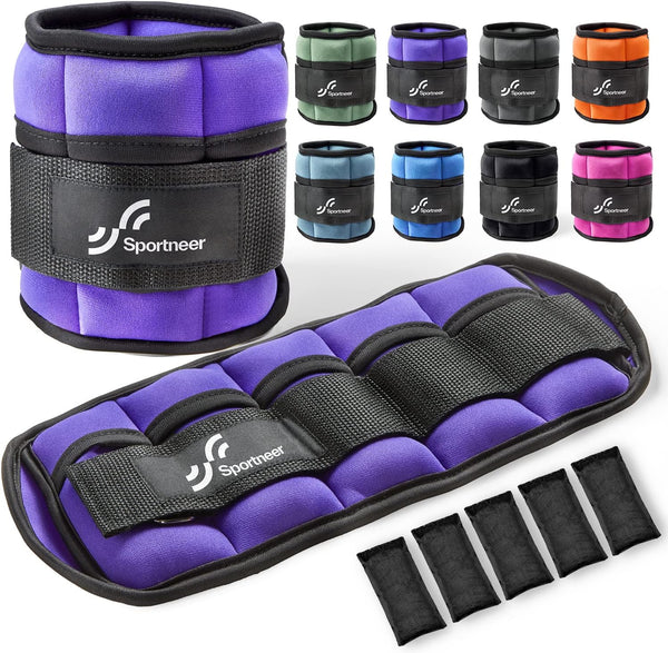 Sportneer Adjustable Ankle Wrist Weights for Men, Women, Kids, 2 lbs for Each Ankle, Total Weight 4 lbs