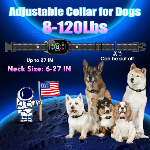 NHUJK Smart Bark Collar for Small Medium Large Dogs - Rechargeable Anti Bark Training Collar with 8 Adjustable
