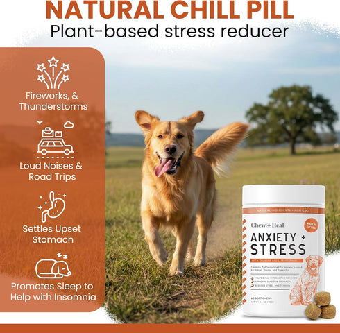 30 Calming Chews for Dogs - Peanut Butter Melatonin Dog Sleep Aid & Calming Dog Treats with Thiamine, L-Tryptophan