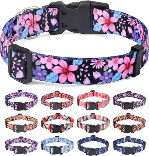 Dog Collar for Small Dogs, Soft Comfy Pet Collar, Floral Pattern for Boy Girl Puppy Dogs (Floral A, S)