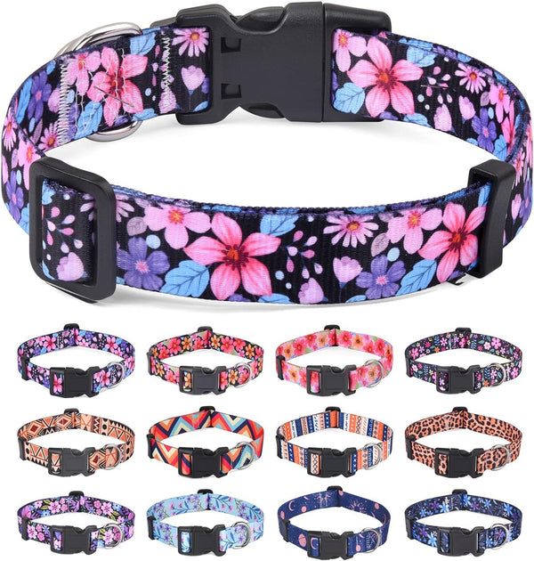 Dog Collar for Small Dogs, Soft Comfy Pet Collar, Floral Pattern for Boy Girl Puppy Dogs (Floral A, S)