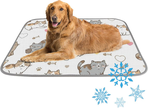 imiBBWQu Dog Cooling Mat Cats Grey White Yellow Dog Cooling Mat Pad Washable