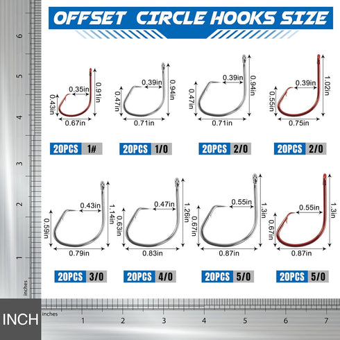 Shaddock Fishing 160pcs/box 7381 Offset Sport Circle Hooks, Black High Carbon Steel, Size: 1-5/0