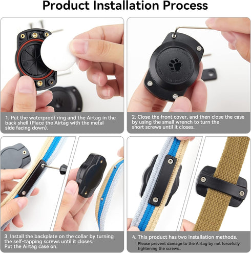 IPX8 Waterproof Airtag Dog Collar Holder, Ultra-Durable Mount for AirTag, Suitable for All Widths of Collars (1 Pack)