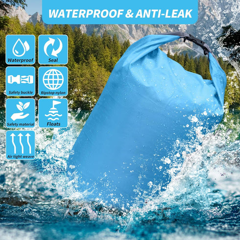 Waterproof Dry Bag Set, Small Lightweight 40L Dry Bags for Paddle Board Kayaking, Fishing, Camping (Blue, 2Pack)