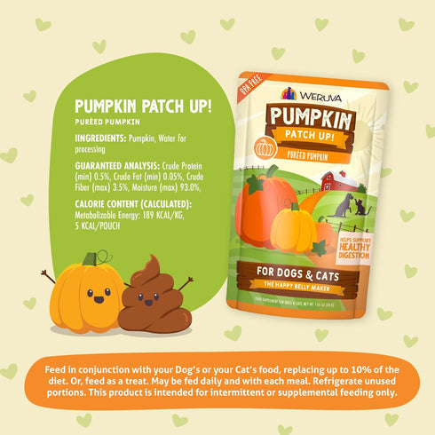 Weruva Pumpkin Patch Up! Pumpkin Puree Pet Food Supplement - 1.05oz Pouch, Pack of 12