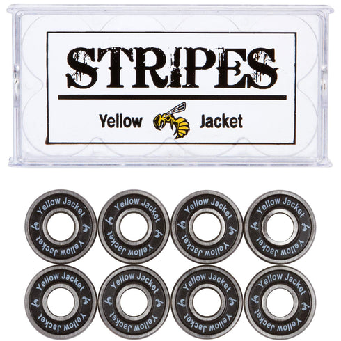 Yellow Jacket Premium Skateboard Bearings, Pro Longboard, 608 ABEC 9, Black Mamba, Pack of 8