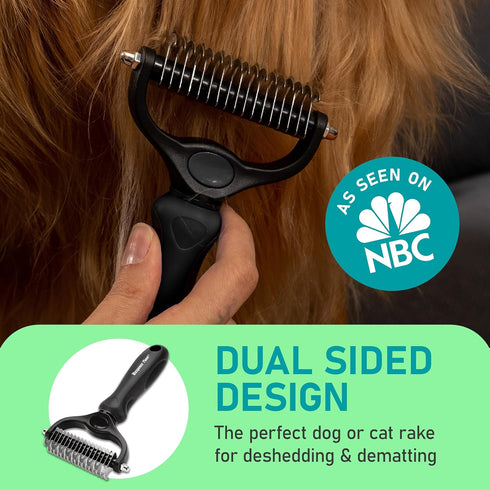 Maxpower Planet Hair Brush - Double Sided Dematting Undercoat Rake for Dogs and Cats, Extra Wide Grooming Brush, Reduce