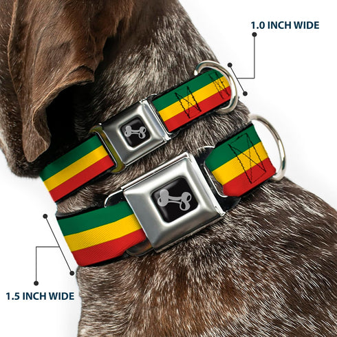 Buckle-Down Rasta Dog Collar - 1" Wide - Fits 15-26" Neck - Large Seatbelt Buckle