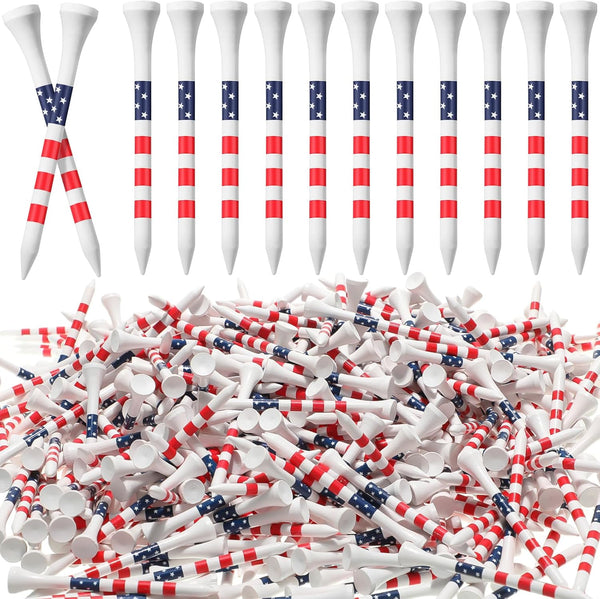 Mudder 600 Pcs 3-1/4" Golf Tees - USA Stars and Stripes Bamboo Patriotic Golf Tees for Men & Women