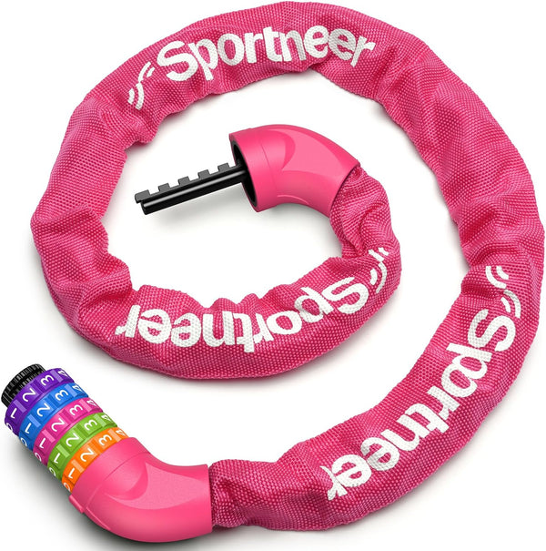 Sportneer Bike Lock: 5 Digit Combination High Security Anti Theft Chain Lock - 3.2ft Heavy Duty Keyless Bicycle Lock