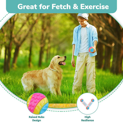 SPOT 5 2.5-inch Sensory Ball for Soft Chewers - Stimulates All Senses, Bell & Squeaker Sounds, Raised Nubs Clean Teeth