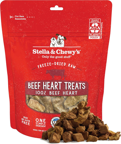 Stella & Chewy's Freeze-Dried Raw Beef Heart Dog Treats - Single Ingredient,