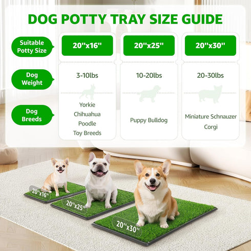 20''x25'': Portable Dog Grass Pad with Tray Dog Litter Box with Artificial Grass Patch Bathroom Mat & Washable Pee Pad