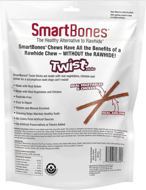 SmartBones Twist Sticks Made with Real Sirloin, 50 Count, Treat Your Dog to a Rawhide-Free Chew