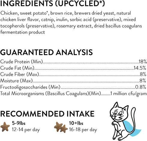Shameless Pets Crunchy Cat Treats - Catnip Treats with Real Chicken, Digestive Support, 3-Pk
