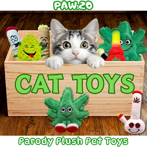 420 My Name is Lil Billie, Funny Weed Theme Catnip Toy, Cute Stuffed Parody Pot Bong, Cool Plush Novelty Gift for Pets