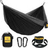 Wise Owl Outfitters Double Hammock for Camping - Portable Lightweight Parachute Nylon, Black & Grey