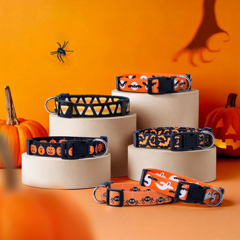 Native Pup Halloween Dog Collar, Spooky Fall Themed Horror Costume Collars, Adjustable for Small, Medium, Large Breeds